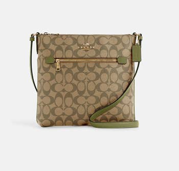 the bag in light tan and green
