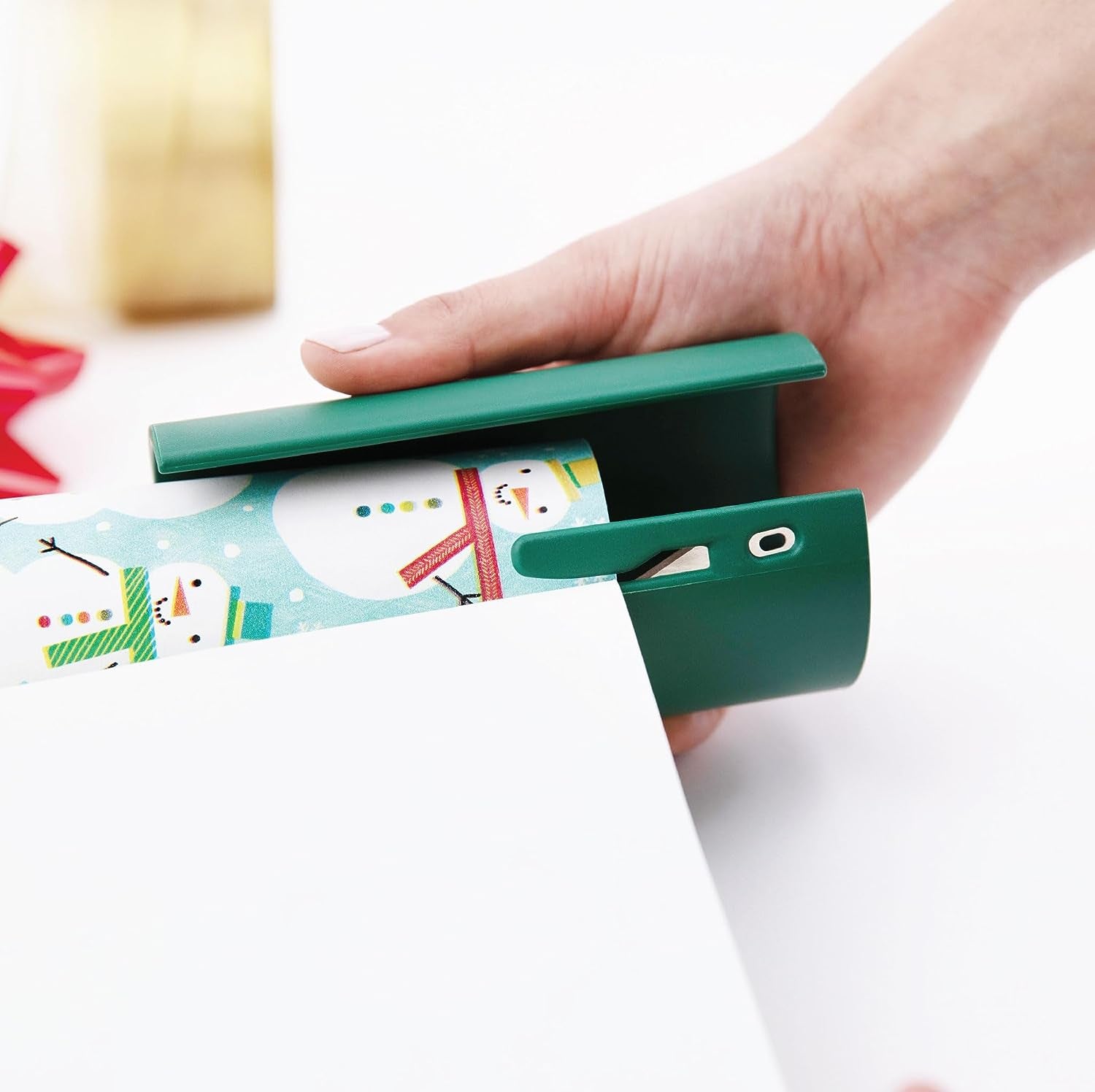 Gift Wrap Cutter Efficient Wrapping Paper Cutter Portable Cutting Tool  Decorative Wallpaper Cutter Paper Roll Organizer, Green Green