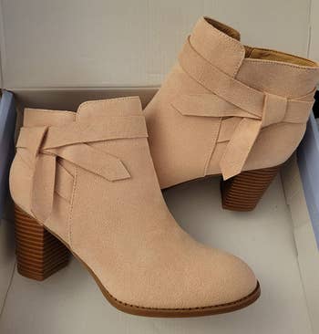 Reviewer image of beige boots