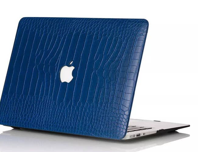 MacBook Air With Blue Faux Crocodile Laptop Case