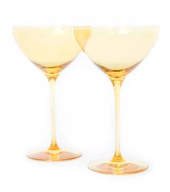 close up of the yellow martini glasses