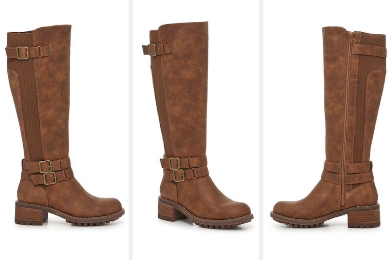 Three images of brown boots