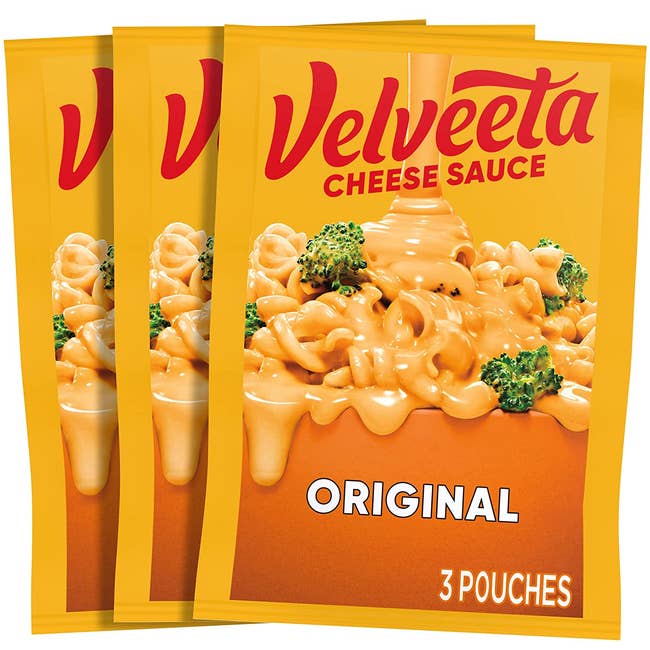 three pouches of food sauce