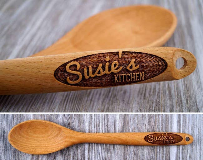wooden spoon personalized to say susie's kitchen