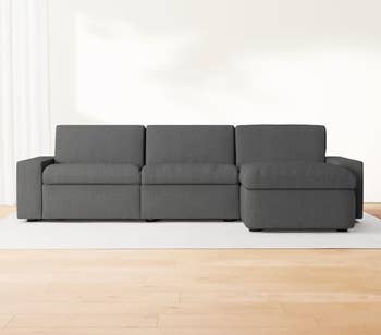 lifestyle photo of gray West Elm sectional couch