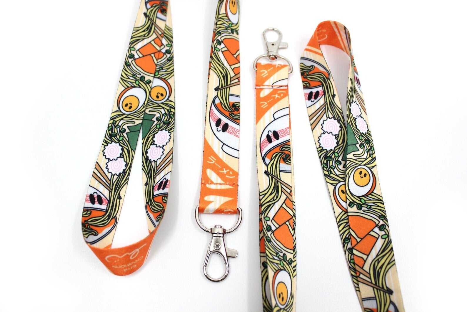 Orange and cream ramen noodle lanyard