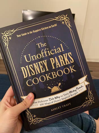 reviewer holding their Disney cookbook