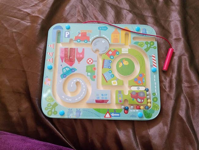 A magnetic maze board