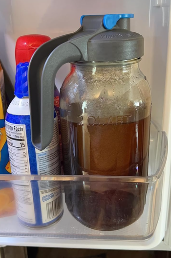 Reviewer photo of the cold brew maker in the fridge