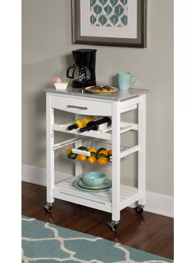 The kitchen cart in the color White