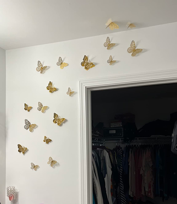 Reviewer's gold butterflies appearing to fly around and above their closet door