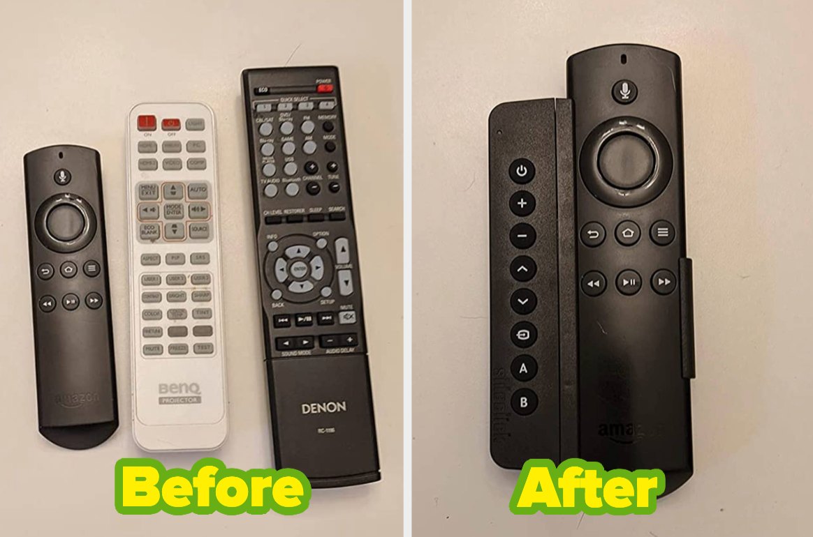 Reviewer's three remotes before the attachment; same review now with just one remote and the attachment