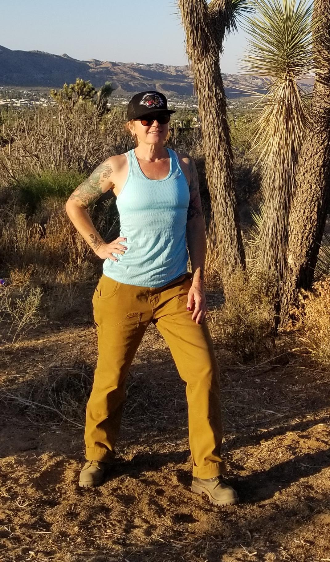 reviewer outdoors wearing the