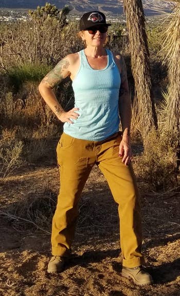 reviewer outdoors wearing the