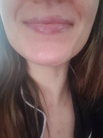 after representation of reviewer's moisturized and shiny lips