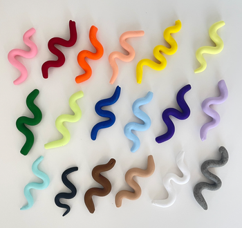 clay squiggles of each color that the frame is available in