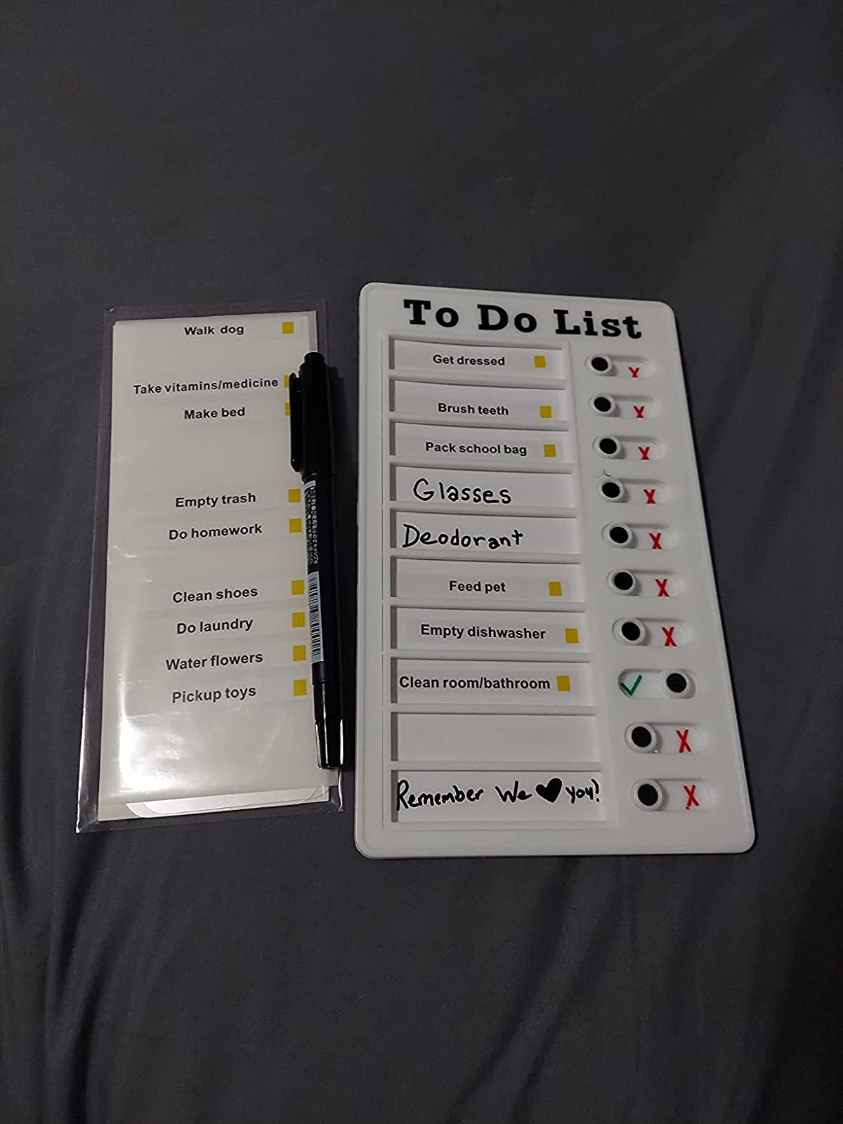 A reviewer's to do list with some chores hand written and some with the pre printed tasks