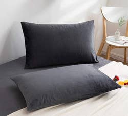 the pillowcases in charcoal grey