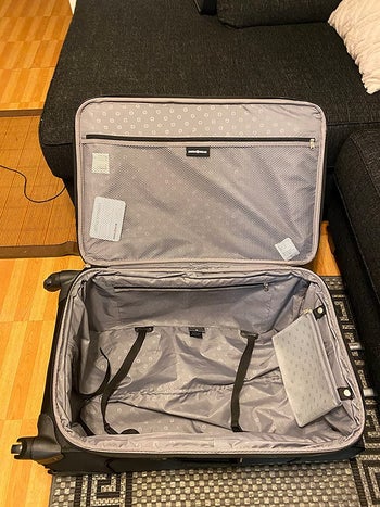 reviewer photo, interior of suitcase
