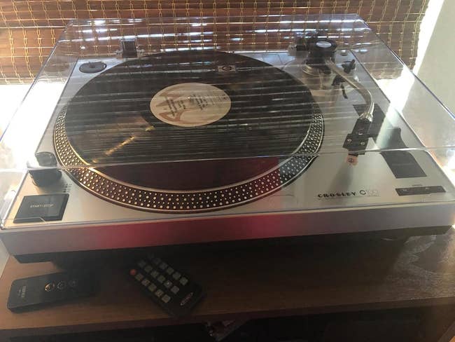 A reviewer's record player in silver