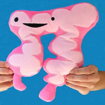 a colon-shaped plush toy