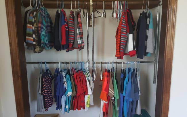 reviewer image of closet organized with hanging rod