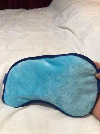reviewer's plush side of the eye mask
