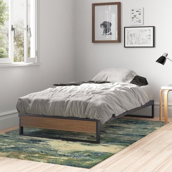 lifestyle photo of twin bed frame in a bedroom