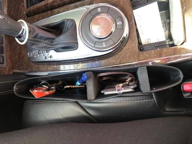 reviewer image of the organizer inside a car