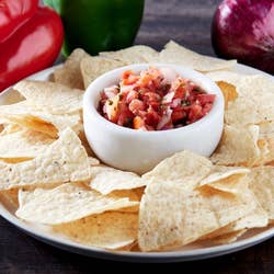 A plate of chips and salsa