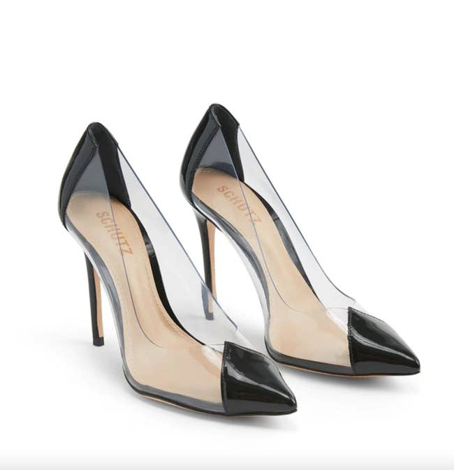 product image of clear black pumps