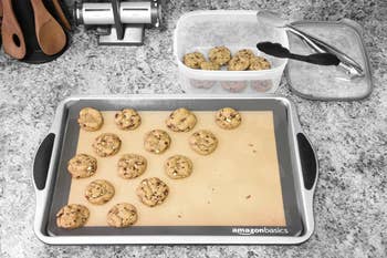 reviewer's cookies on the plain mat