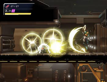 screenshot showing combat as samus