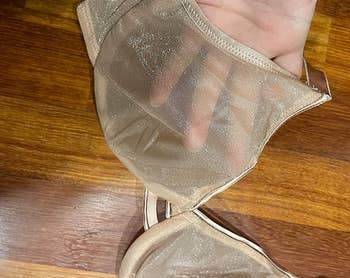 reviewer pic of the bra, showing how it's sheer and has a little shimmer to it