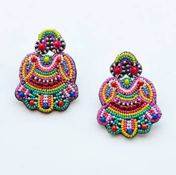the colorful beaded earrings