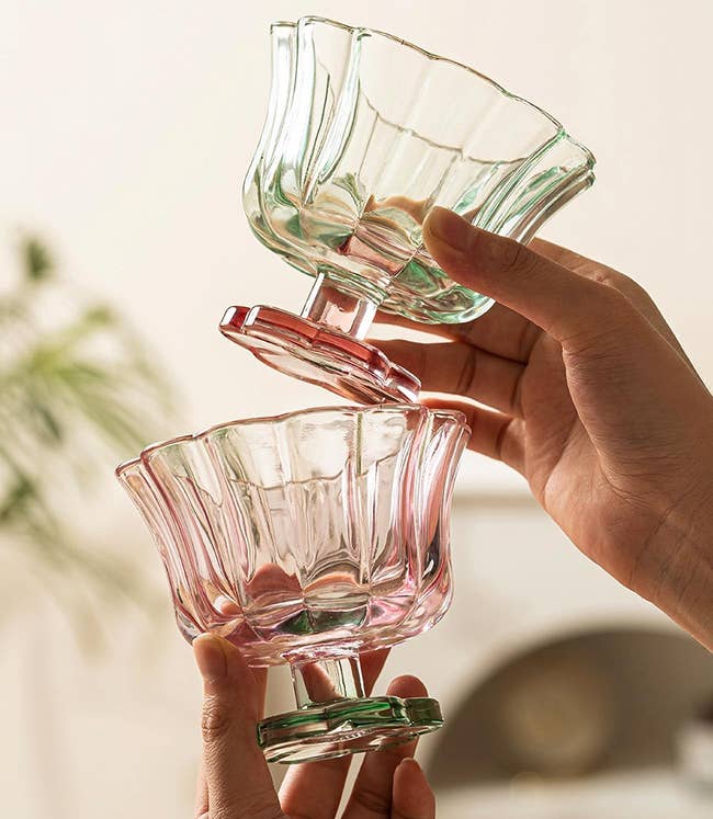 Two fluted solid dessert cups