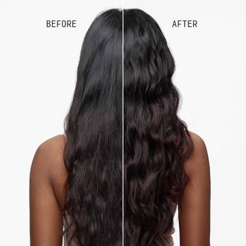  near  broadside  is smooth; close    broadside  is wavy, illustrating a hairstyling product's effect