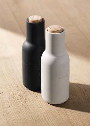black and white bottle grinders
