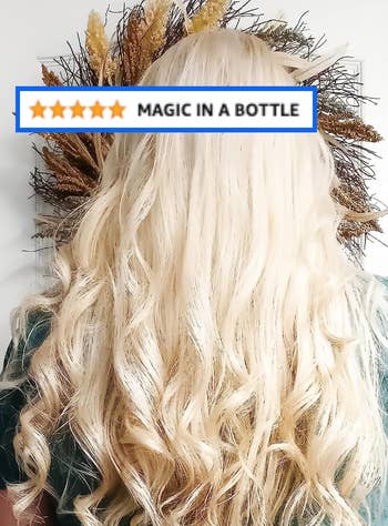 reviewer's long blond curly hair looking soft and smooth