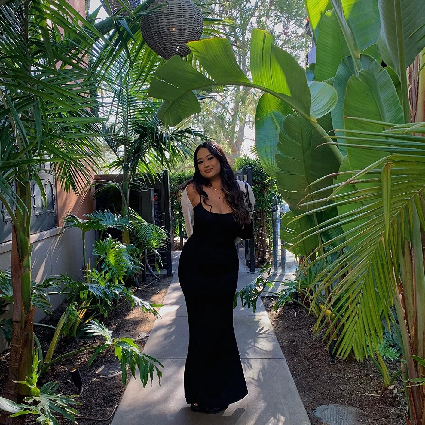 reviewer in black dress