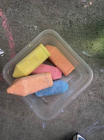 reviewer image of a container full of the chunky sidewalk chalk