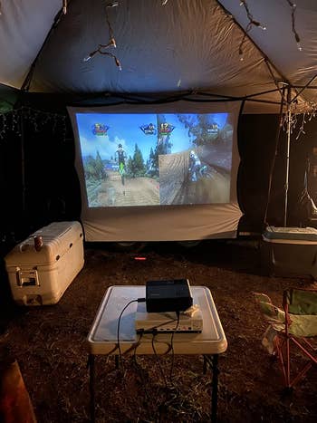 reviewer's projector hooked up to an x box