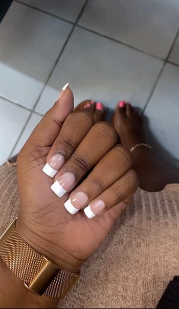 Another Amazon reviewer showing french tip nails