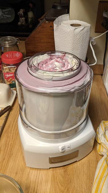 Ice cream maker on reviewer's kitchen counter 