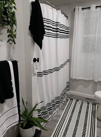 reviewer's striped curtain
