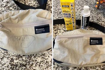  1  with ink stains and 1  cleaned utilizing Amodex products