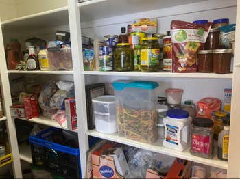 reviewer's cluttered pantry