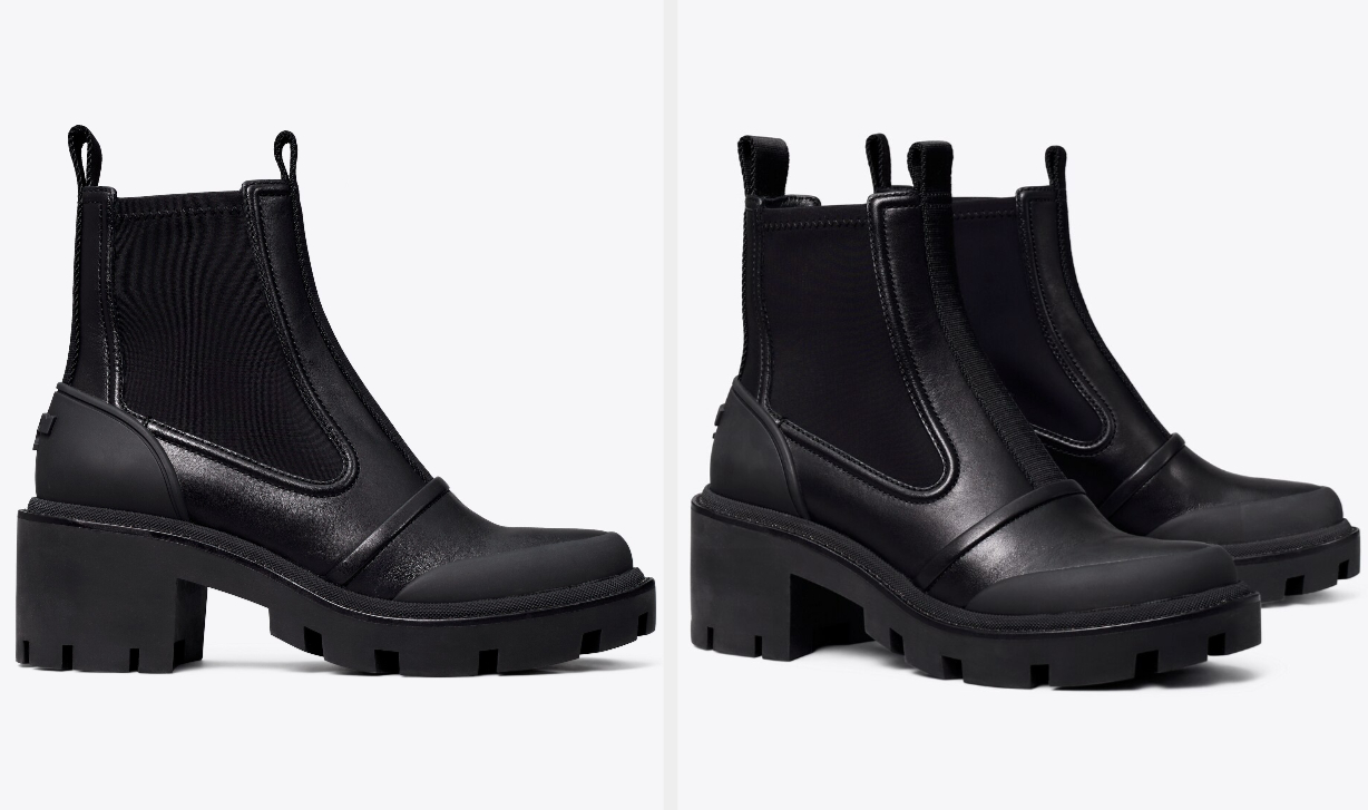 Two images of the black boots