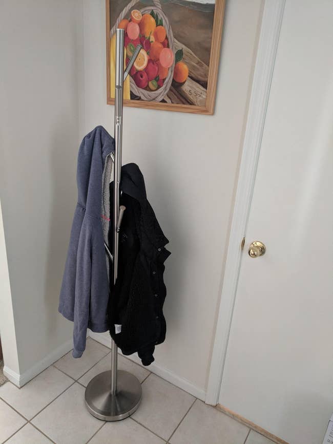 reviewer image of the coat rack in silver