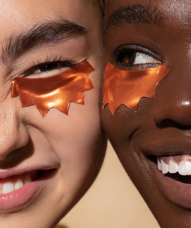 two models wearing the sun ray eye masks